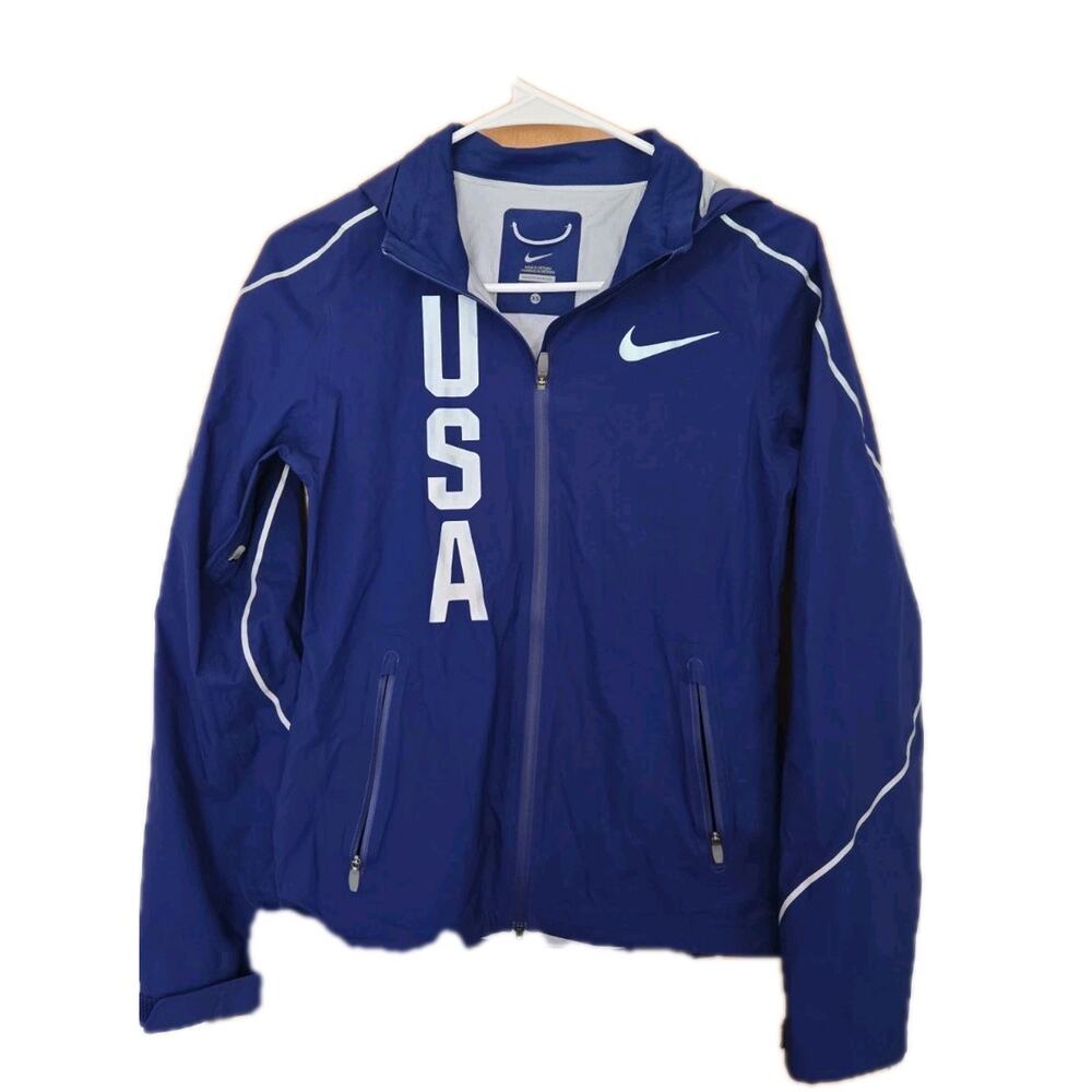 Nike Jacket Hypershield Running Team USA Olympic Blue Womens Size XS